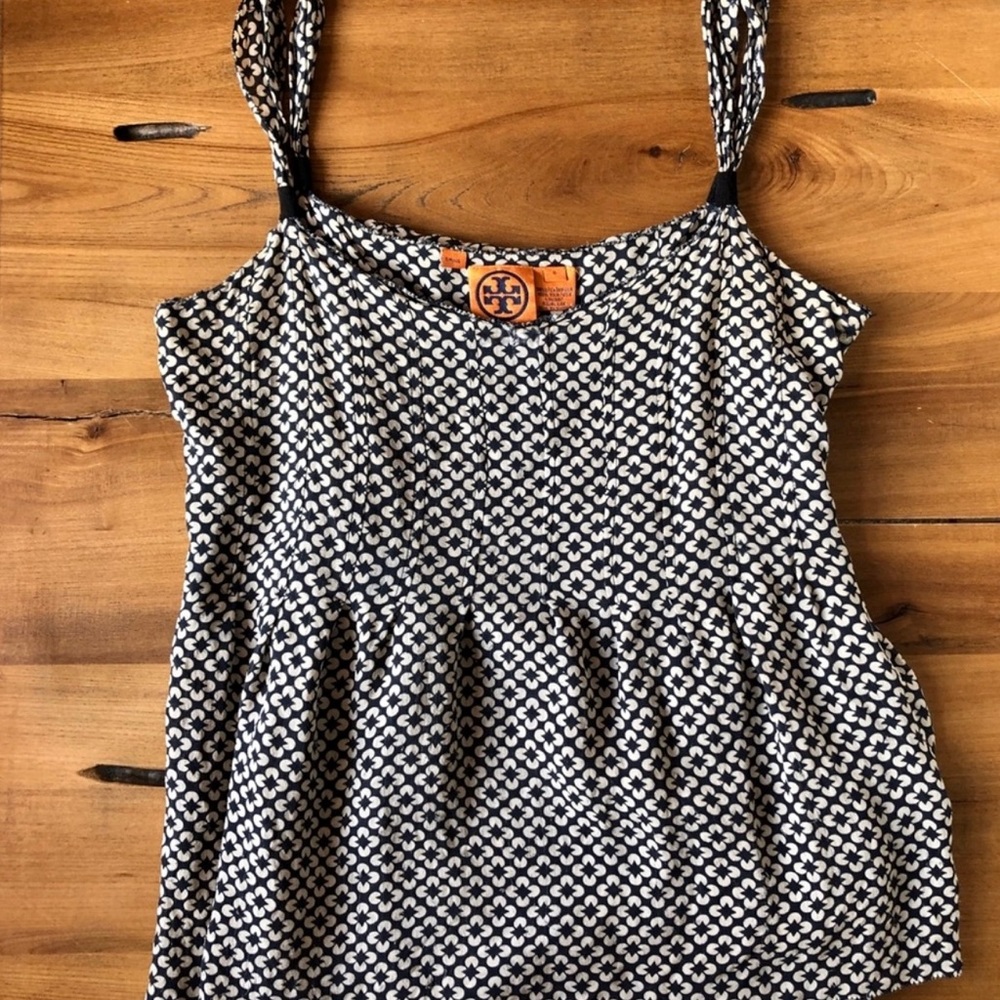 Tory Burch 100% Silk Patterned Pleated Tank